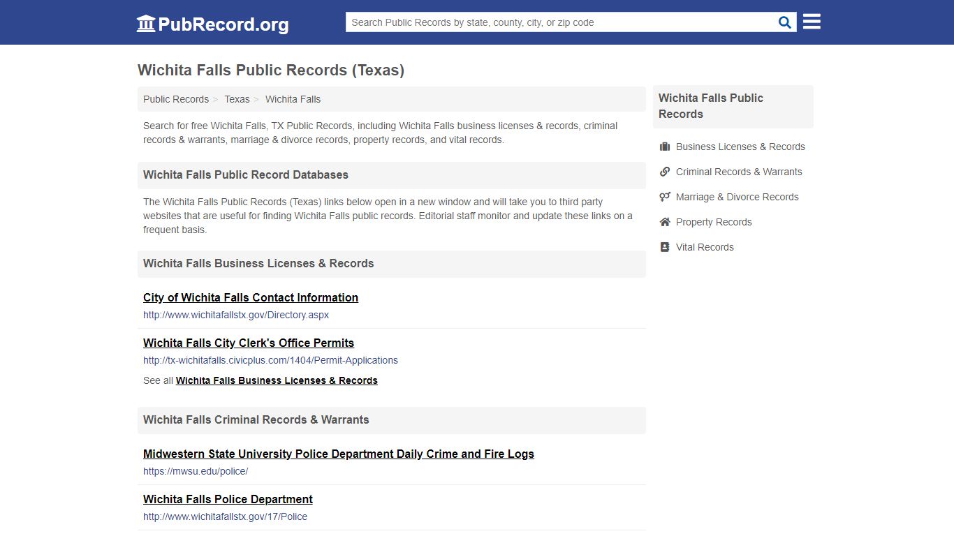 Free Wichita Falls Public Records (Texas Public Records) - PubRecord.org